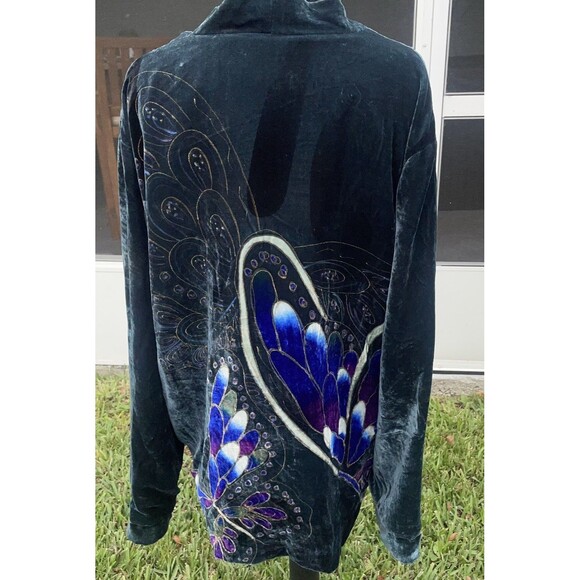 Chico's Sz 3 Anniversary Butterfly Velvet Art To Wear Fall Festival Artsy Bold - Picture 8 of 9